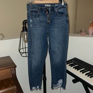 High Rise Button-up Cropped Jeans